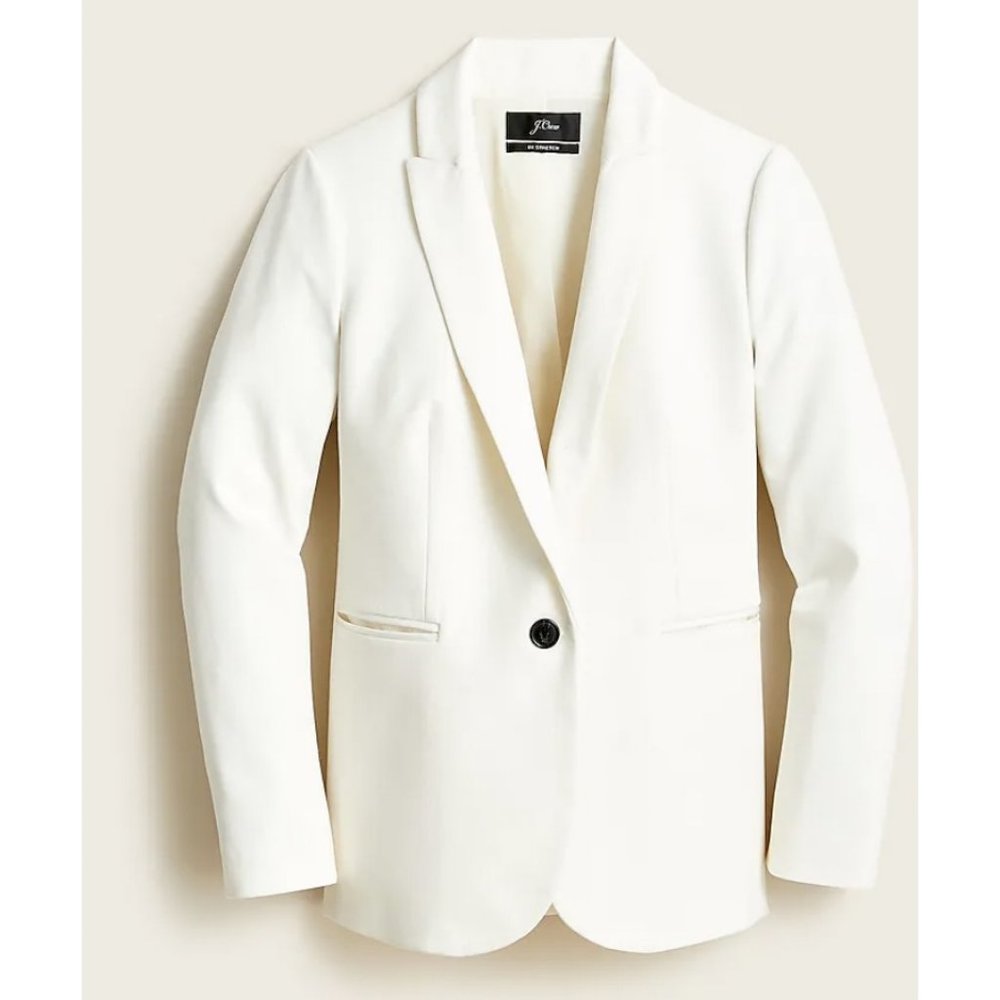 J. Crew Parke Blazer In Bi-Stretch Cotton Ivory Size 12 H5513